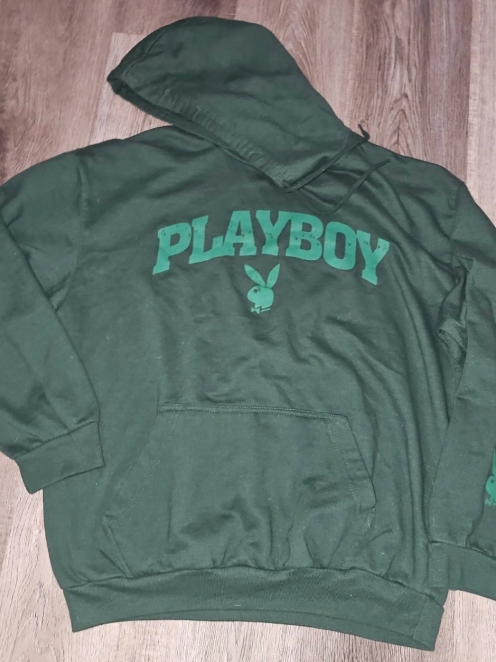 Green Playboy Hoodie with with Bunny Logo on Sleeve XL